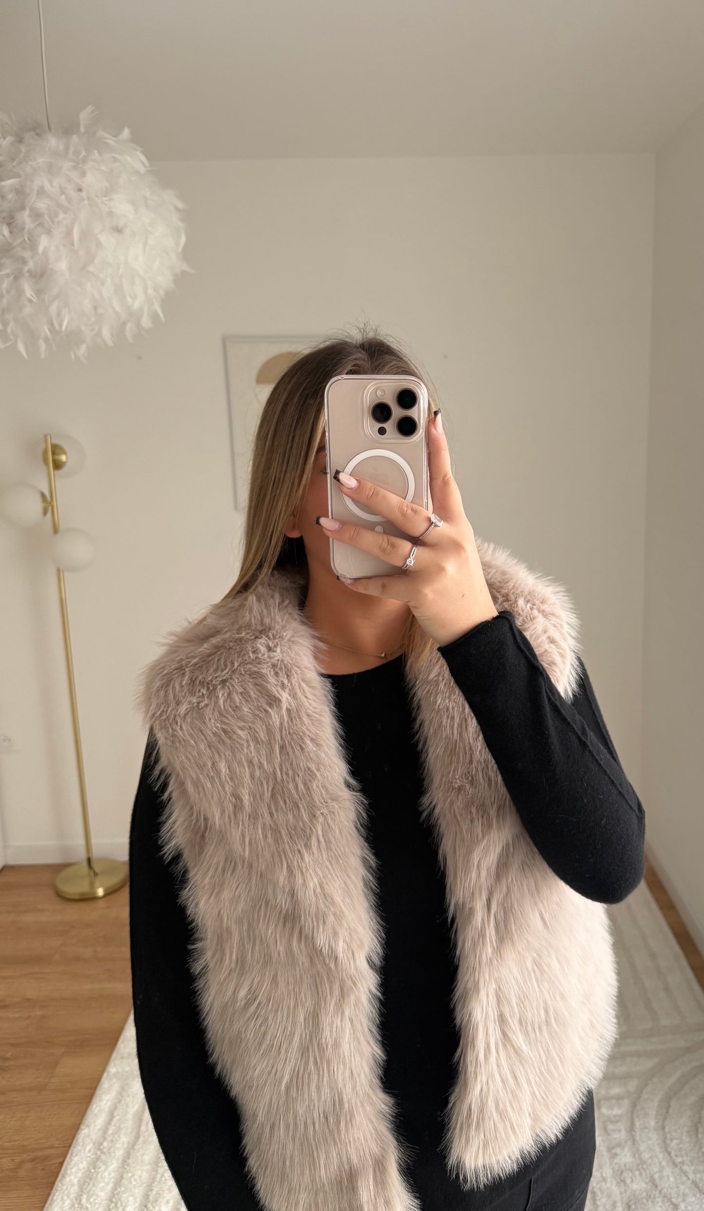 Fourrure sans manche - taupe