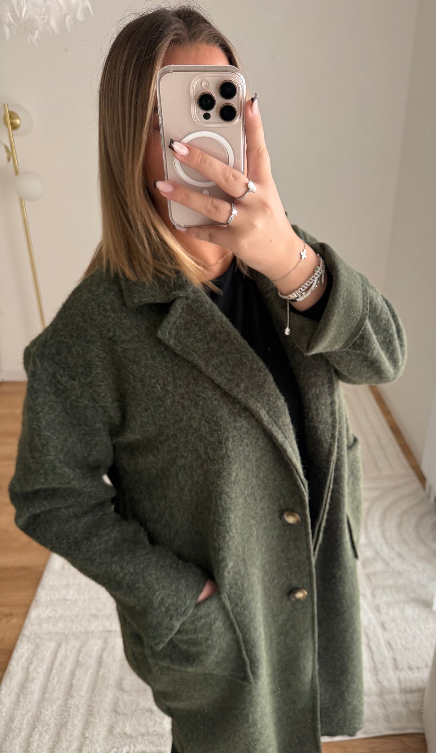 Manteau long bou kaki