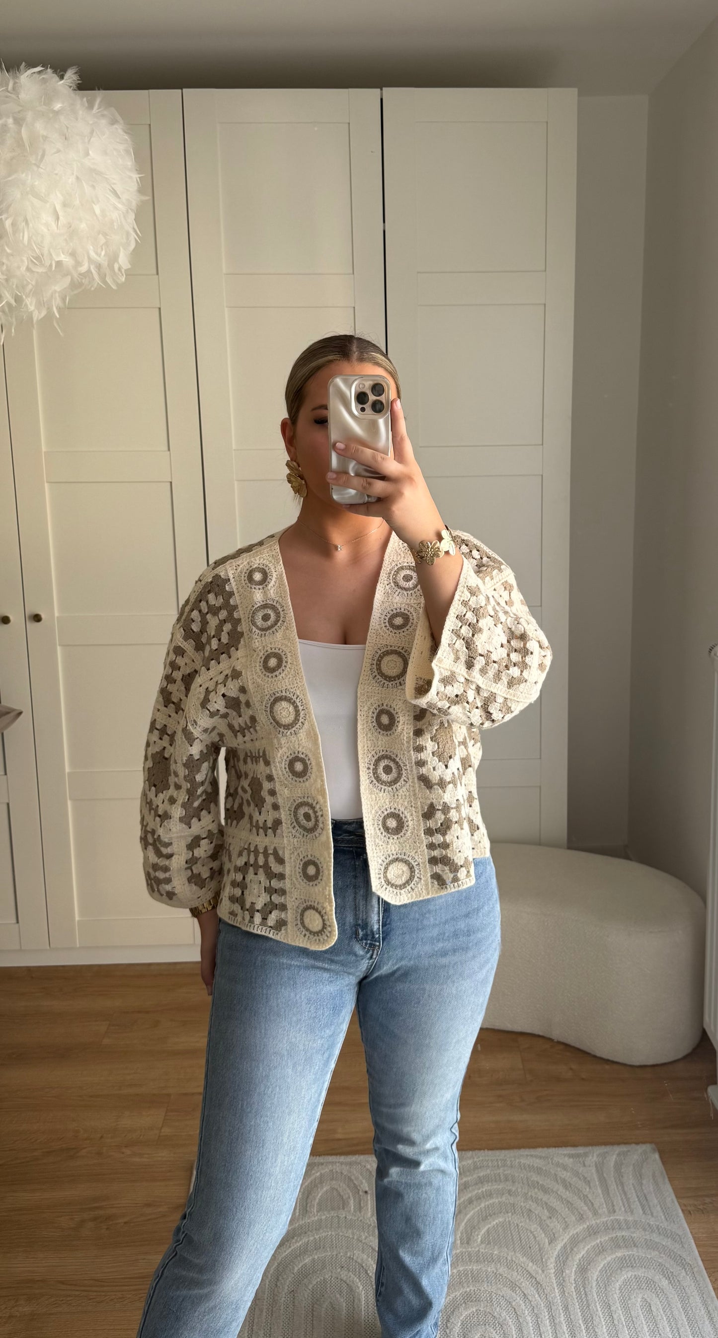 Jean taille haute mom bleu