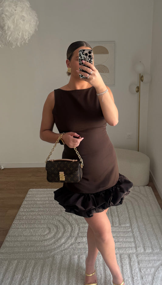 Robe volant marron