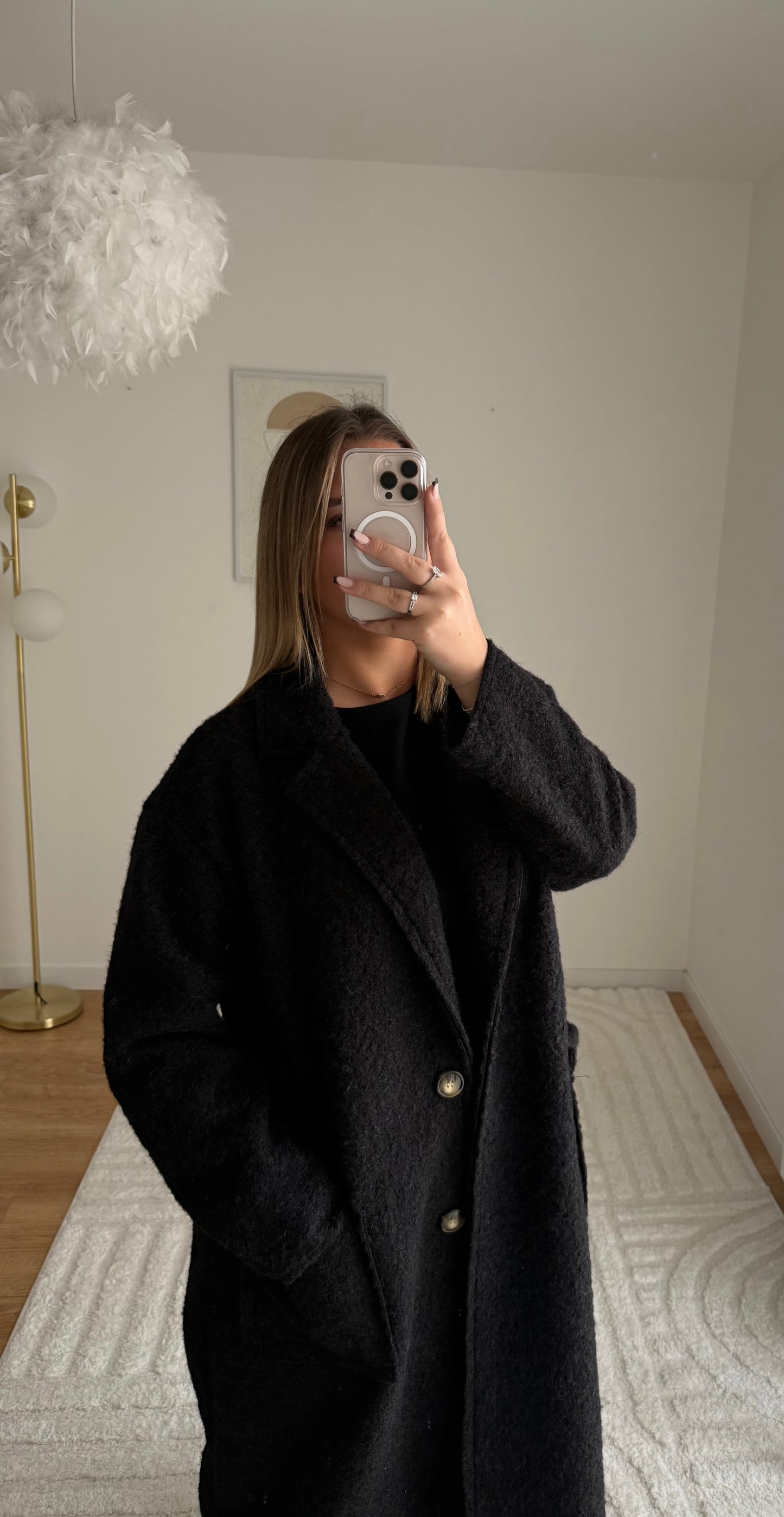 Manteau long noir bou
