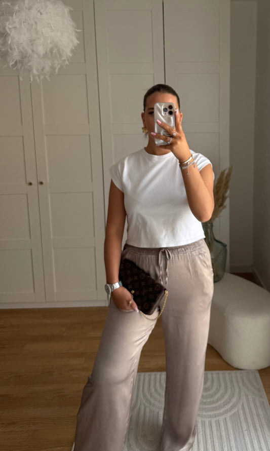 Pantalon satin - beige