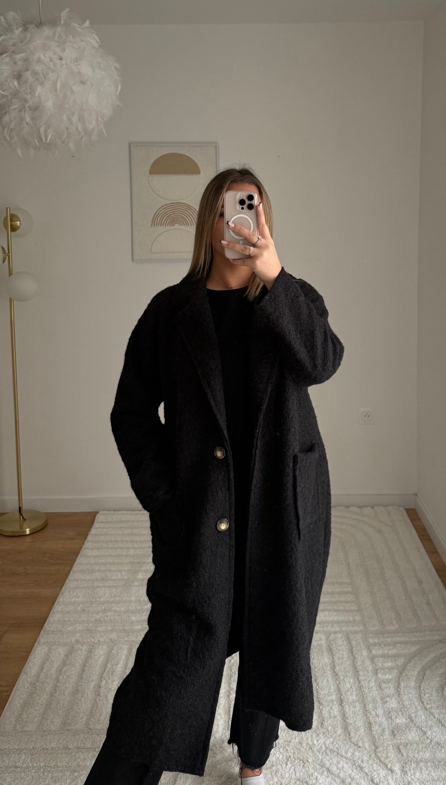 Manteau long noir bou