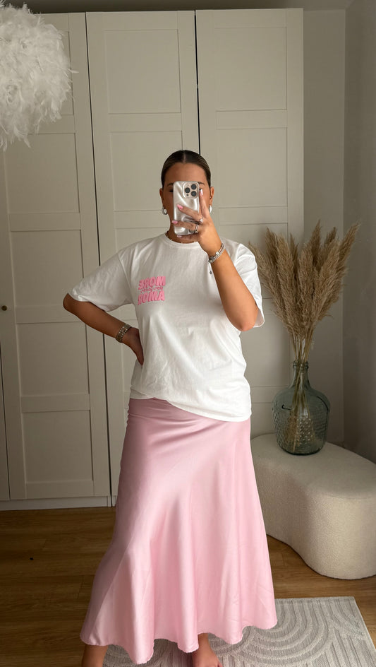 Jupe satin rose