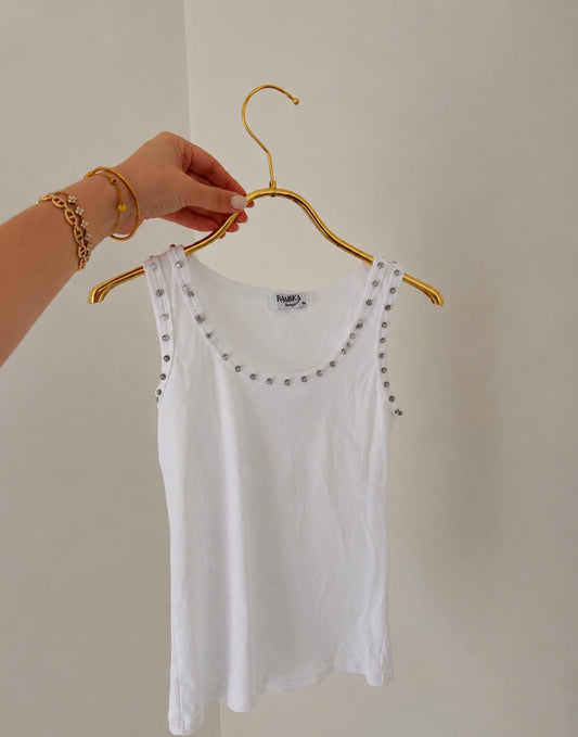 Débardeur strass blanc
