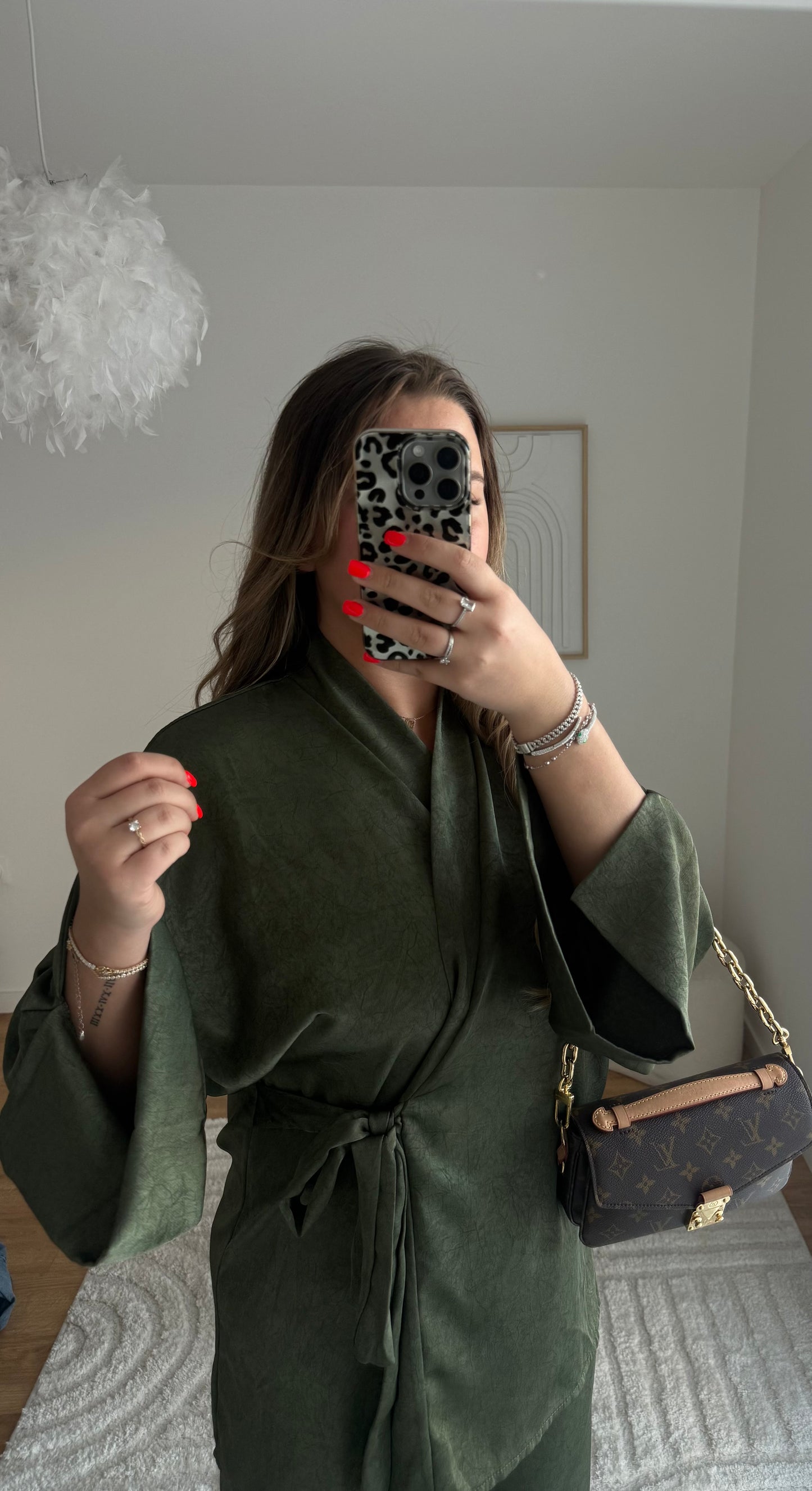 Ensemble kimono vert kaki