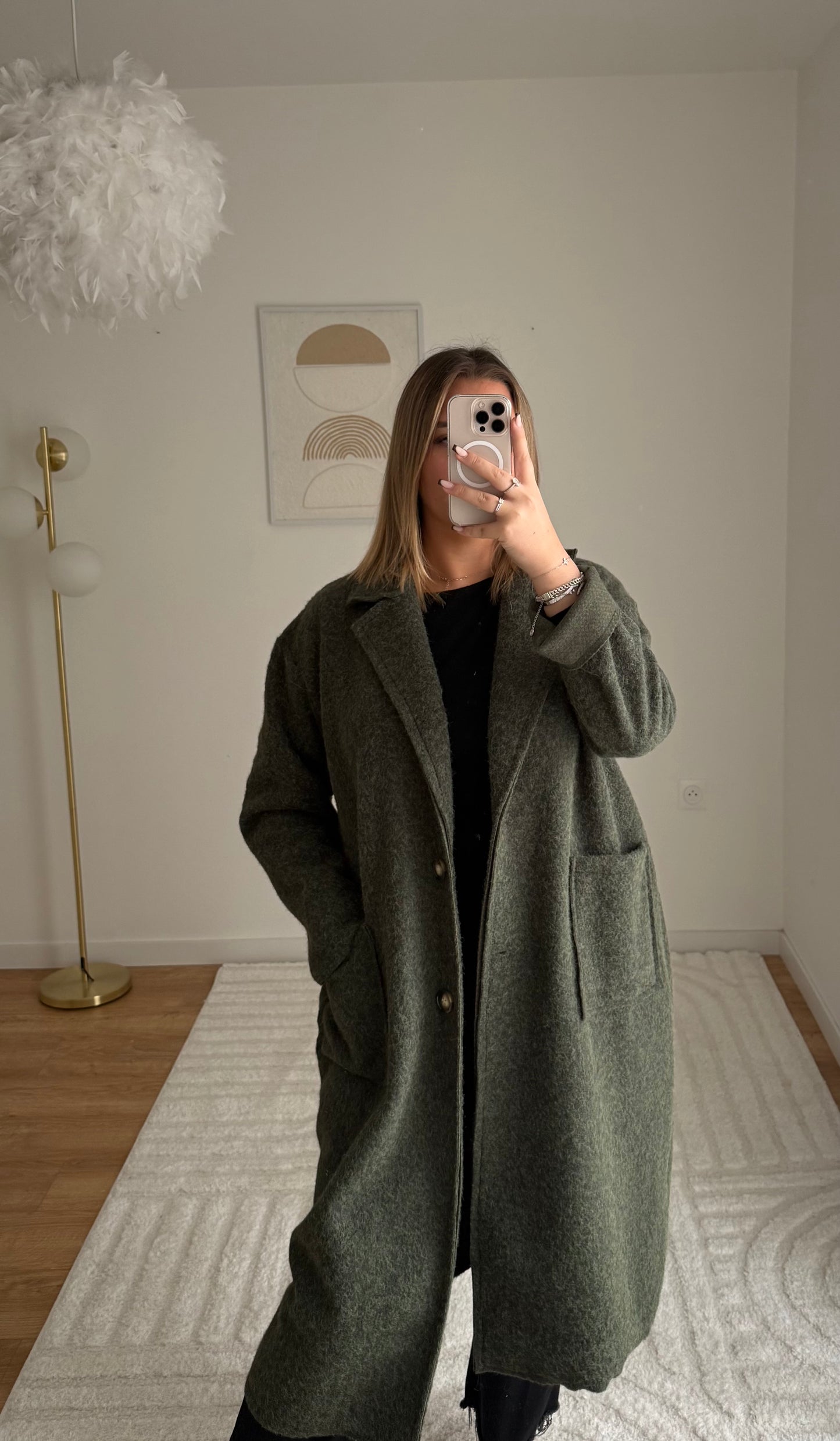 Manteau long bou kaki