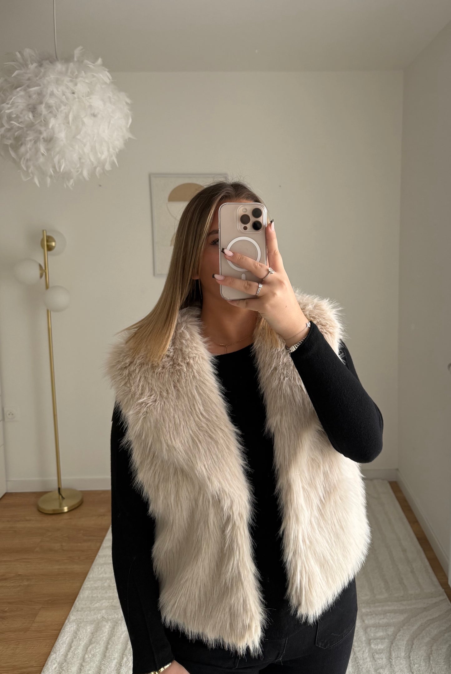 Fourrure sans manche - beige