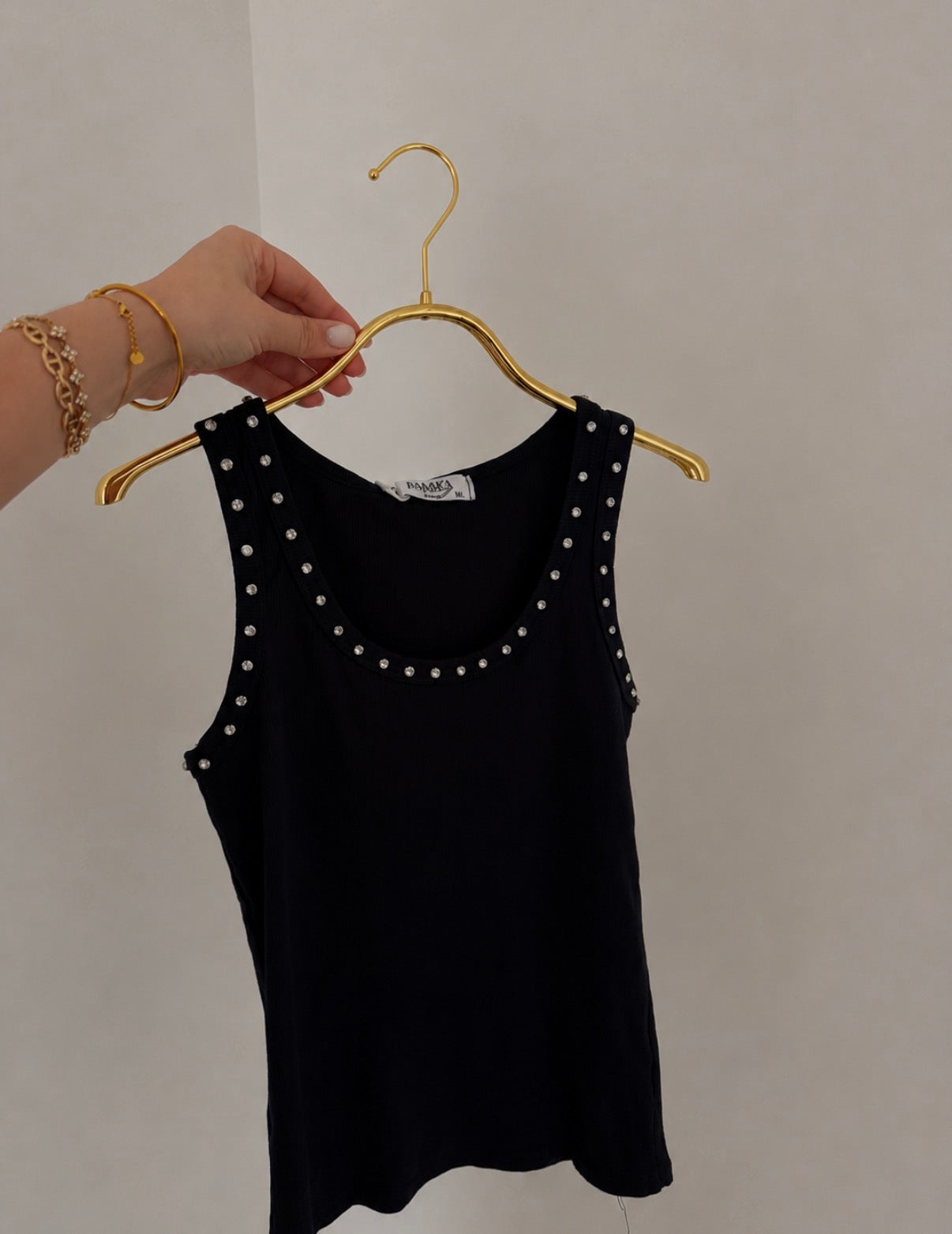 Débardeur strass bleu marine