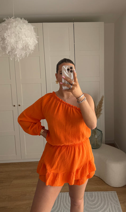 Combishort gaz de coton - orange 🧡