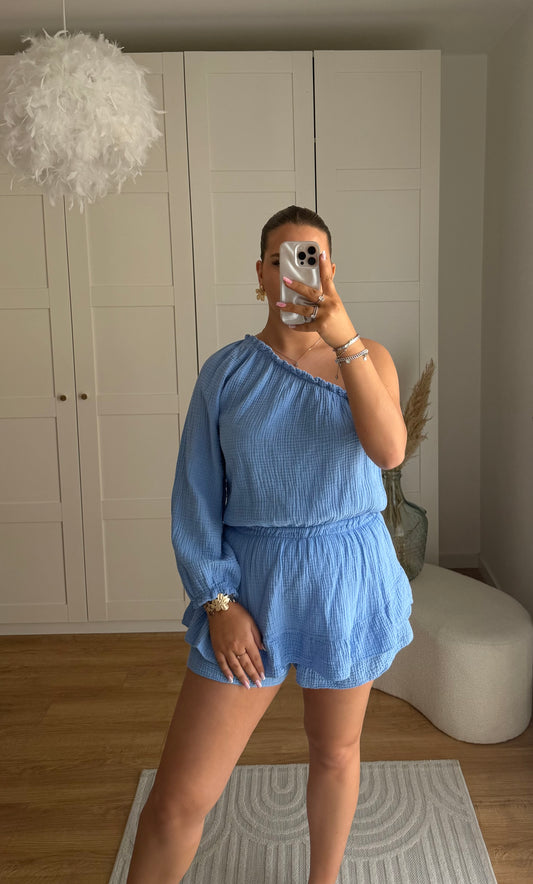 Combishort gaz de coton - bleu 💙