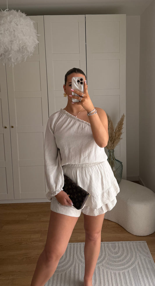 Combishort gaz de coton - beige 🤍
