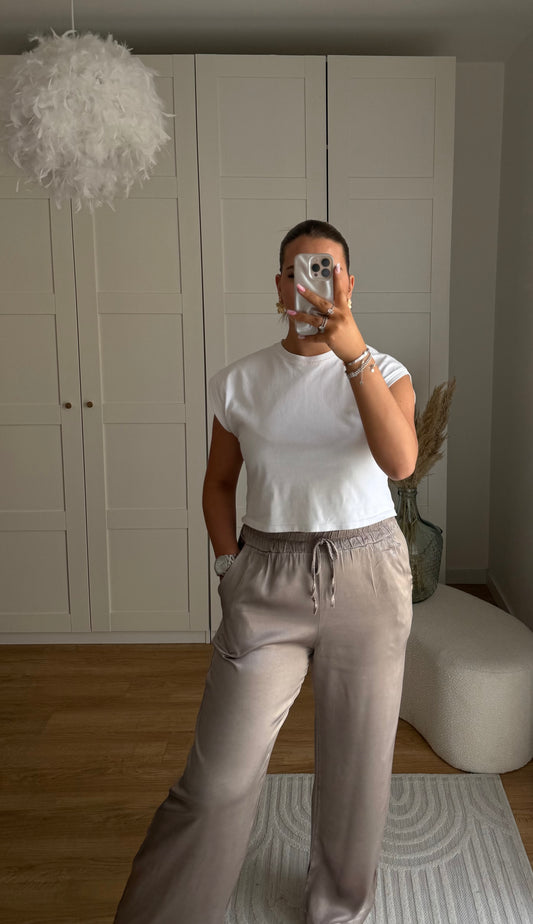 Pantalon satin - beige