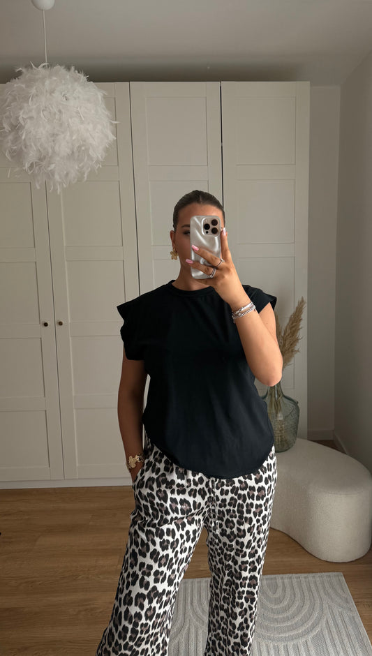 Pantalon en satin léopard