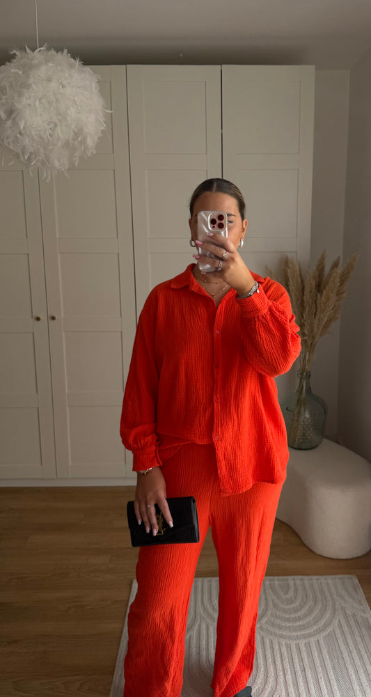 Ensemble gaz de coton - orange