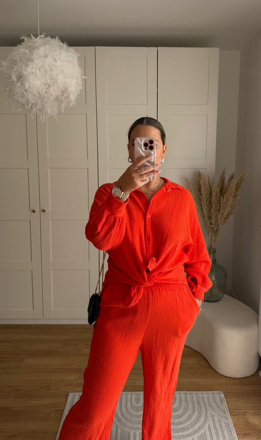Ensemble gaz de coton - orange