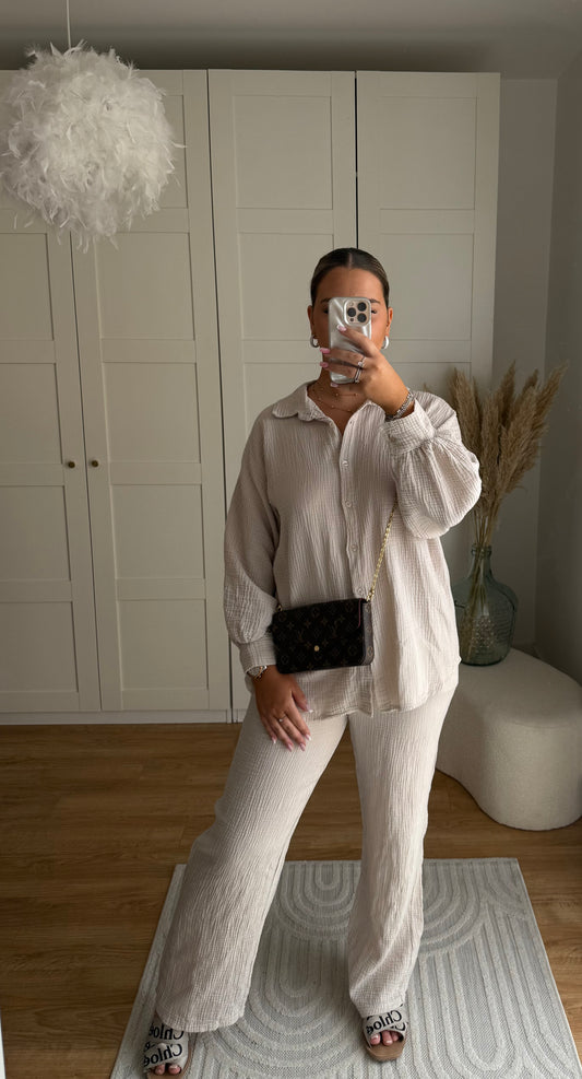 Ensemble gaz de coton - beige