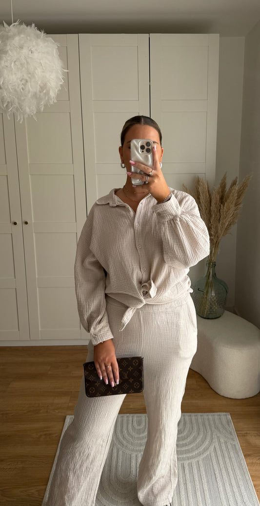 Ensemble gaz de coton - beige